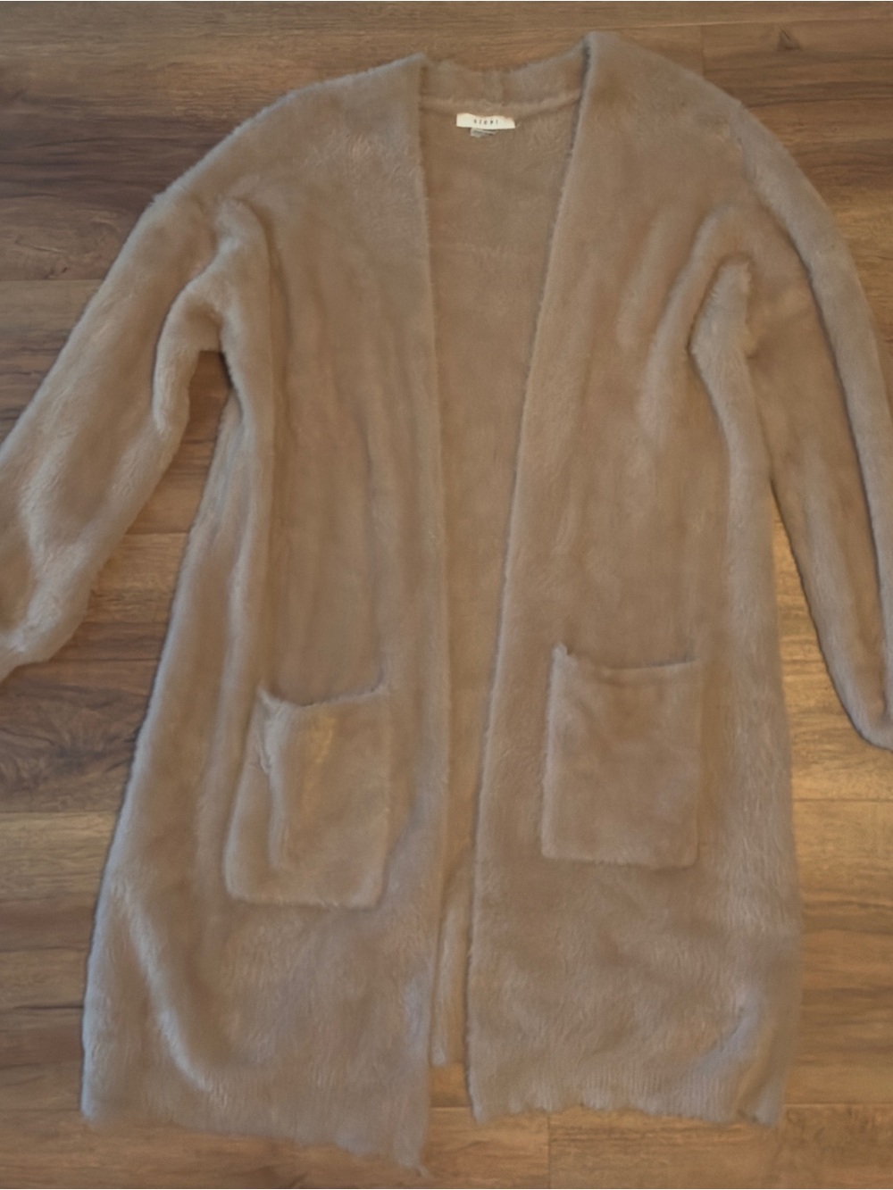 Sioni Long Open-Front Trench Cardigan - Mauve Pink